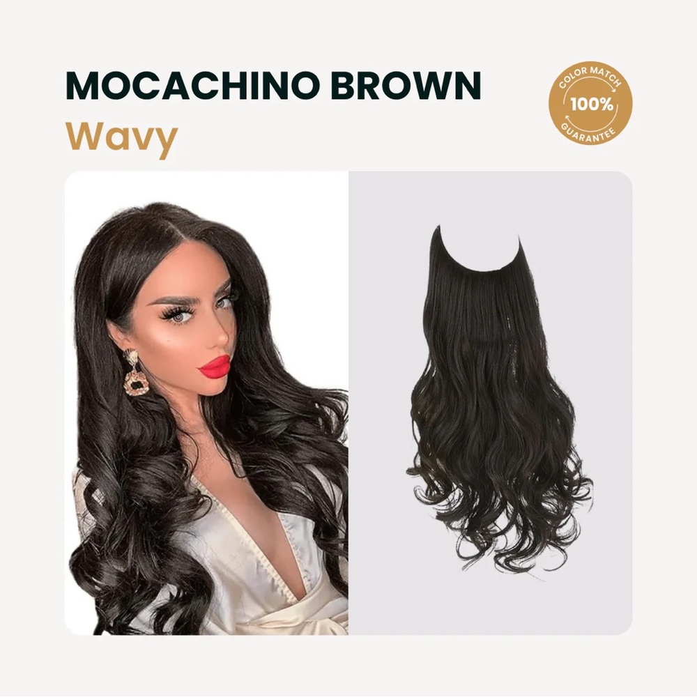 NWT Mochachino Brown Wavy 12” Halo 2024 RATED BEST HAIR EXTENSION 🏆